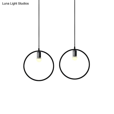 Black Metal Industrial Pendant Light With Frame Shade For Dining Room - 1 Head Ceiling Lighting
