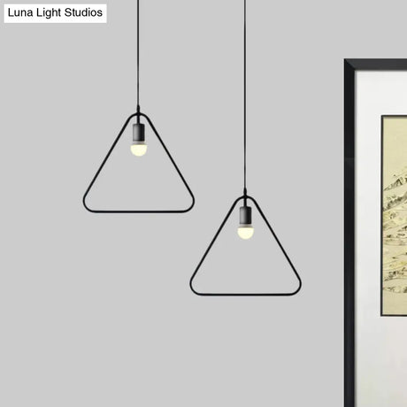 Black Metal Industrial Pendant Light With Frame Shade For Dining Room - 1 Head Ceiling Lighting