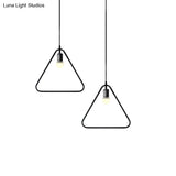 Black Metal Industrial Pendant Light With Frame Shade For Dining Room - 1 Head Ceiling Lighting