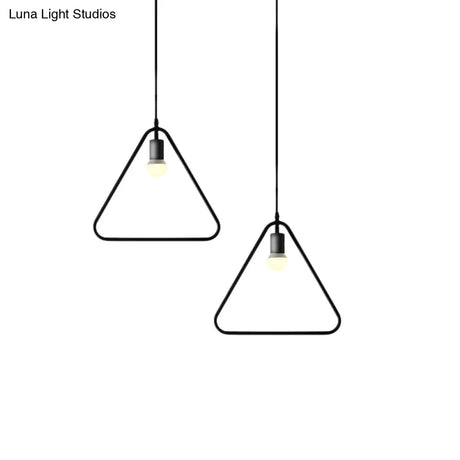 Black Metal Industrial Pendant Light With Frame Shade For Dining Room - 1 Head Ceiling Lighting