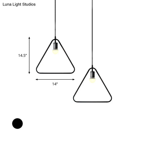 Black Metal Industrial Pendant Light With Frame Shade For Dining Room - 1 Head Ceiling Lighting