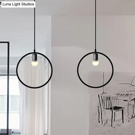 Black Metal Industrial Pendant Light With Frame Shade For Dining Room - 1 Head Ceiling Lighting