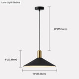 Black Metal Industrial Tapered Pendant Ceiling Light Fixture