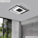 Black Metal Led Bedroom Ceiling Light With Modern Square Style