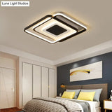 Black Metal Led Bedroom Ceiling Light With Modern Square Style