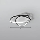 Black Metal Led Flush Ceiling Lamp With Simple Pebblestone Shape - Ideal For Hotel Lighting / 21’
