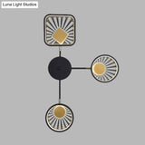 Black Metal Led Wall Sconce For Modern Restaurants - Round And Square Sector Design
