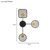 Black Metal Led Wall Sconce For Modern Restaurants - Round And Square Sector Design