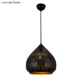Black Metal Pendant Lamp - Pear Dining Room Lighting Fixture