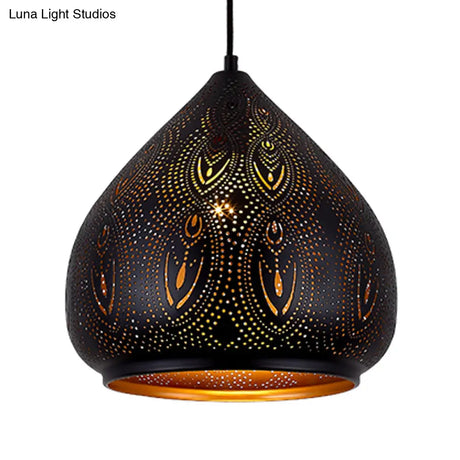 Black Metal Pendant Lamp - Pear Dining Room Lighting Fixture
