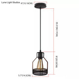 Black Metal Pendant Light - Industrial Retro Bird Cage Hanging Lamp For Restaurants