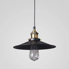 Black Metal Retro Saucer Pendant Ceiling Lamp - Dining Room Hanging Light Kit / 8.5’