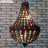 Black Metal Teardrop Chandelier Decorative Hanging Lamp With 2 Lights