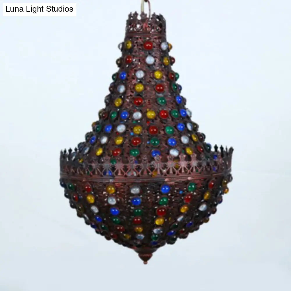 Black Metal Teardrop Chandelier Decorative Hanging Lamp With 2 Lights