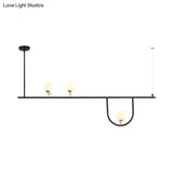 Black Metal Triple-Light Globe Chandelier For Dining Rooms