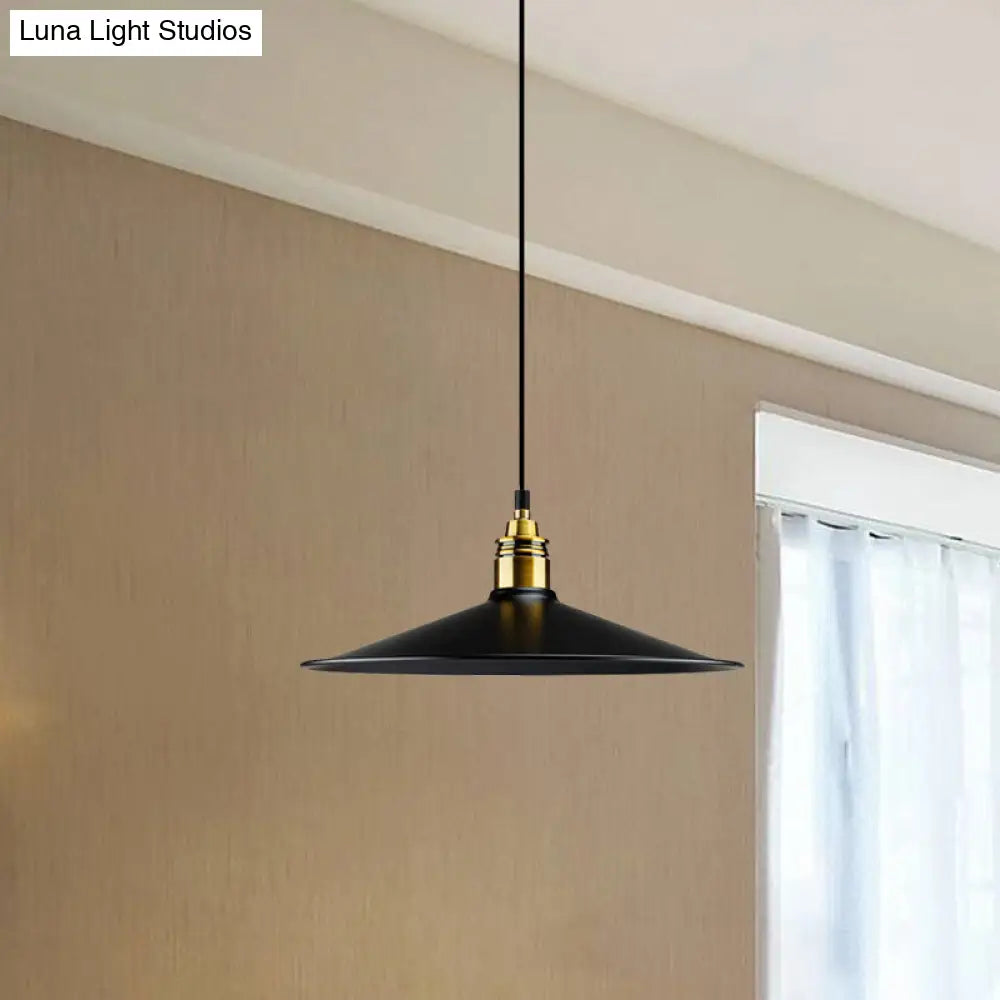 Black Metallic Cone Shade Ceiling Light - Loft Style 1 Head Kitchen Pendant Lamp (10’/14’ Wide)