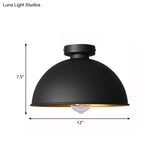 Black Metallic Dome Ceiling Flush Mount: Stylish 1 Light Bar Semi - Flush Fixture