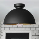 Black Metallic Dome Ceiling Flush Mount: Stylish 1 Light Bar Semi - Flush Fixture