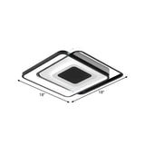 Black Metallic Led Flush Mount Light Minimalist Overlapping Design 18/21.5 Width