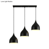 Black Metallic Onion Pendant Lamp With 3 Contemporary Heads And Down Lighting