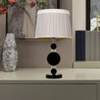 Black Minimalist Bedroom Table Light With Pleated Lampshade Beveled Crystal And 1-Bulb Night