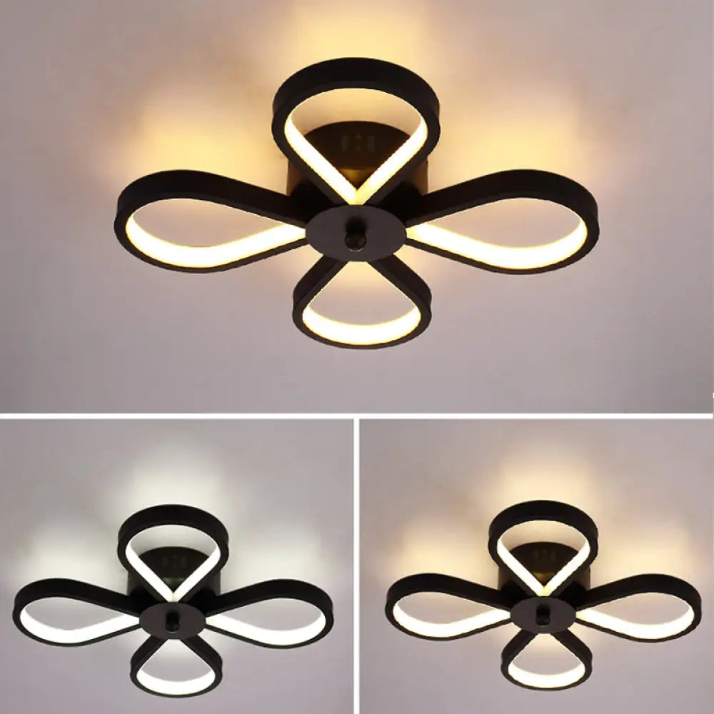 Black Minimalistic Metal Led Semi Flush Ceiling Mount Light For Corridor 4 / Third Gear