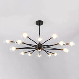 Black Modern Metal Radial Chandelier With Spherical Clear Glass Shade 16 /