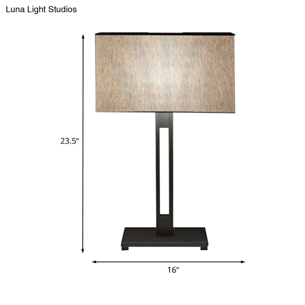 Black Modernism Table Lamp: Sleek Rectangular Bedside Nightstand Accent With Light Fabric