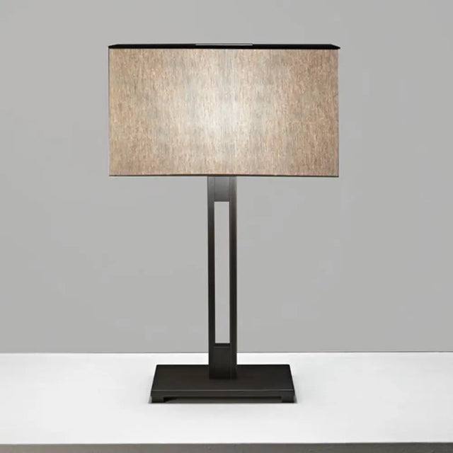 Black Modernism Table Lamp: Sleek Rectangular Bedside Nightstand Accent With Light Fabric