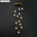 Black Modernist Cluster Pendant Light With 13 Glass Shades