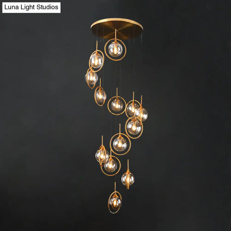 Black Modernist Cluster Pendant Light With 13 Glass Shades