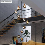 Black Modernist Cluster Pendant Light With 13 Glass Shades