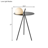 Black Modernist Led Night Light Semicircle Table Lamp: Vertical Tripod With White Glass Shade