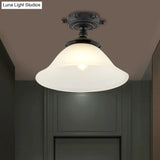 Black Opaline Glass Semi Flush Mount With Mediterranean Styling - 1 Light Ceiling Lighting