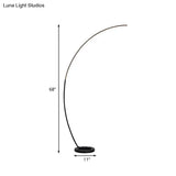 Black Over-Curved Led Floor Standing Lamp - Nordic Metal Design Perfect For Living Room Reading
