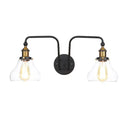 Black Pear/Bell Indoor Wall Mount Lamp With Clear Glass - 2-Light Sconce Light Fixture / Pear