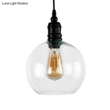 Black Pendant Light Fixture With Clear Glass Shade - Modern Industrial Hanging Design For Kitchen