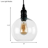 Black Pendant Light Fixture With Clear Glass Shade - Modern Industrial Hanging Design For Kitchen