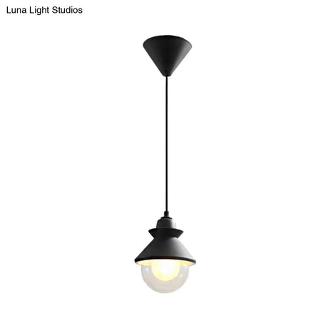 Black/Pink Macaron Style Pendant Ceiling Light With Double Glass Shade