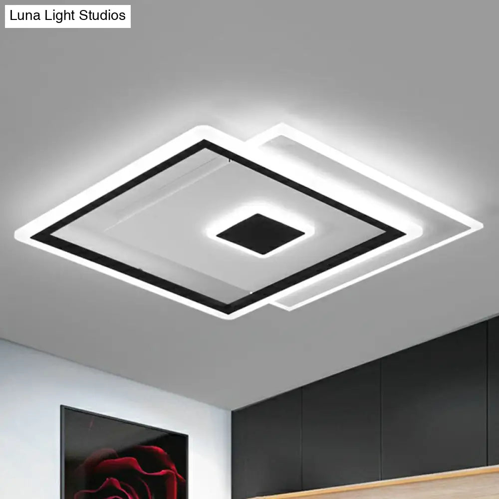 Black Quad Led Bedroom Ceiling Light - Elegant Simplicity / 16.5 White
