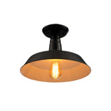 Black/Red Industrial Style Semi Flush Ceiling Light Fixture For Corridor - Metallic Barn Shade 10/14