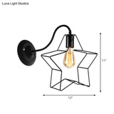 Black Retro Style Metal Diamond/Star Sconce Lamp For Coffee Shop