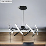 Black Rotating Stick Led Chandelier: Minimalist Acrylic Hanging Lamp For Dining Room