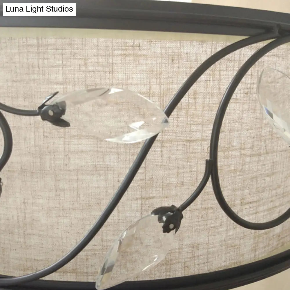 Black Rustic Branch Semi Flush Mount Ceiling Light With Crystal Draping - 4 Lights 14’/21.5’