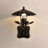 Black Scalloped Edge Wall Light - Farmhouse Style Metal Sconce For Dining Room