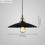 Black Scalloped Metal Pendant Lighting For Farm-Styled Coffee Shops