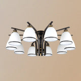 Black Semi Flush Ceiling Light With Minimalist Bell Shape Cream Glass - Ideal For Dining Room 10 /