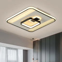 Black Square Flush Mount Led Ceiling Light Modern Acrylic Lamp 16.5’/20.5’ Width / 16.5’
