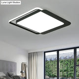 Black Square Led Flush Light With Acrylic Shade - Minimalist Mount Ceiling Fixture / 18 White