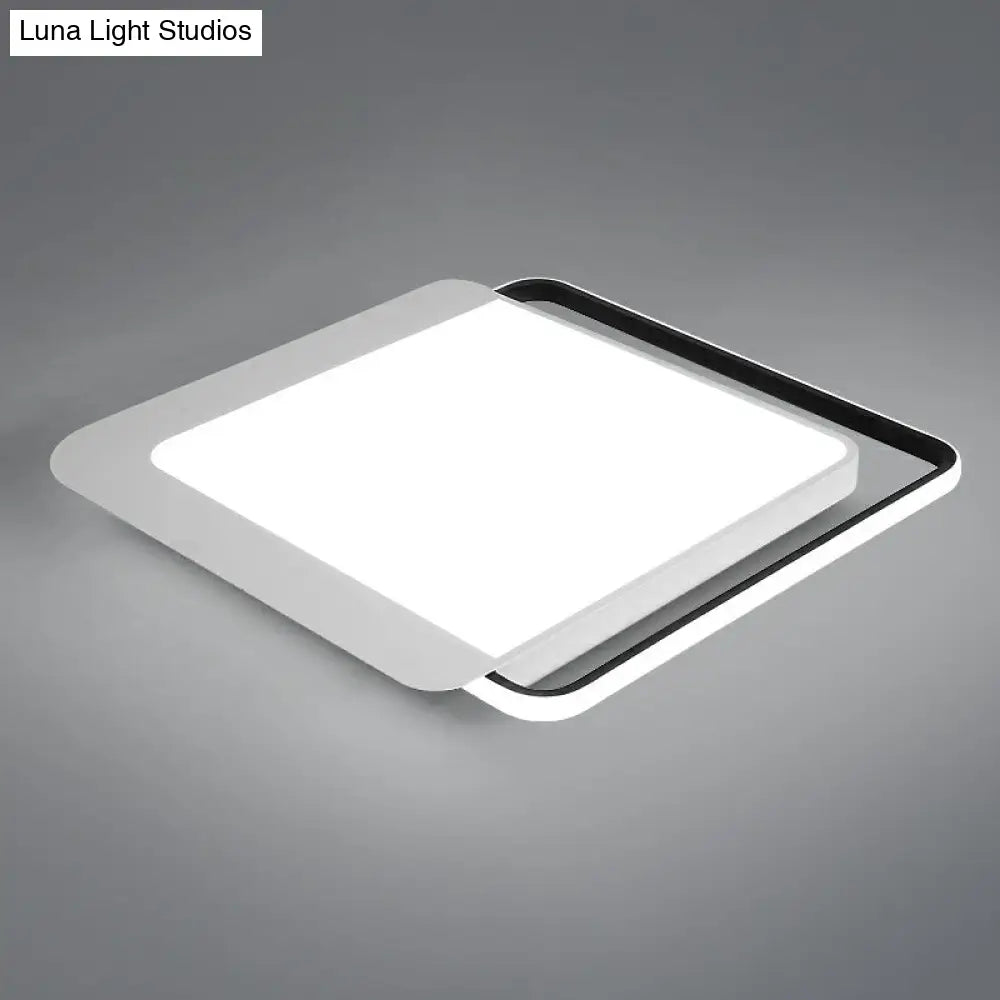 Black Square Led Flush Light With Acrylic Shade - Minimalist Mount Ceiling Fixture